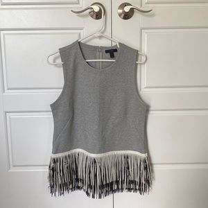 JCrew Knit Top with Fun Fringe Size M
